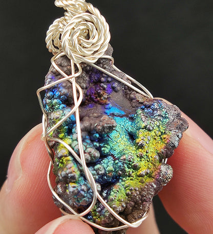 "Top Grade" Blue-Gold-Purple Malaysian Leklai Pendant (3cm) | Rare Core Specimen | Wealth Manifestation & Executive Restoration | Living Stone | Includes HARUKA Wood Stand