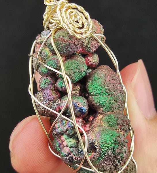 | Goethite Pillar(4cm) | Goethite Pendant Copper Wire Wrapped Gemstone Pendant | COLOUR: green, pink, gold| 100% natural color |