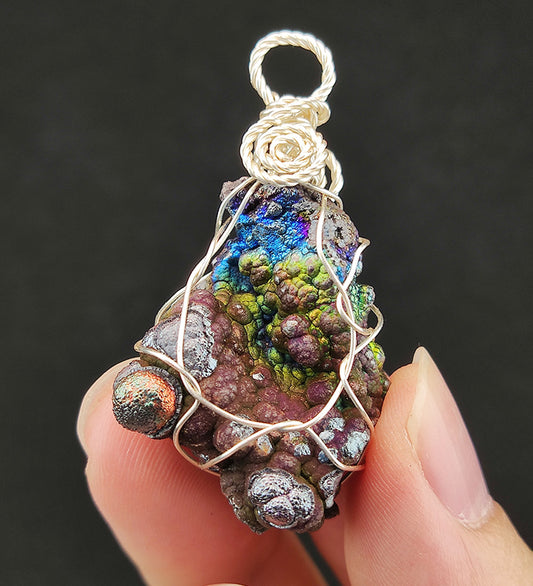 "Top Grade" Blue-Gold-Purple Malaysian Leklai Pendant (3cm) | Rare Core Specimen | Wealth Manifestation & Executive Restoration | Living Stone | Includes HARUKA Wood Stand