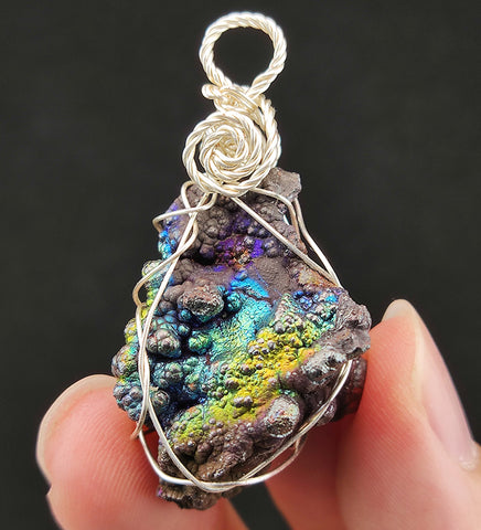 | Goethite Pendant Copper Wire Wrapped Gemstone Pendant | COLOUR: Blue, Gold, Purple| 100% natural color |