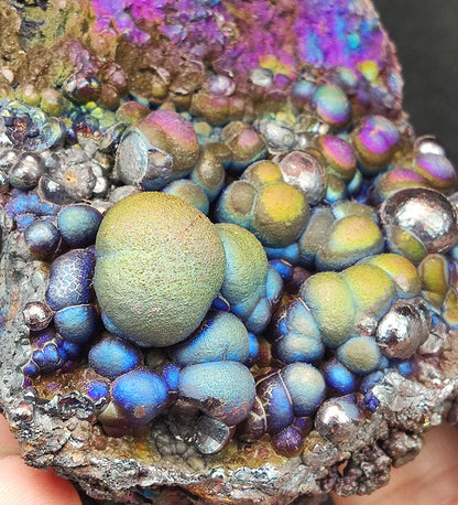 "Top Grade" Big Buddha Bead Core (7.5cm) | Rare "Protection Screen" Formation | Blue-Purple-Green Manifestation | Wealth & Health Shield | Includes HARUKA Wood Stand