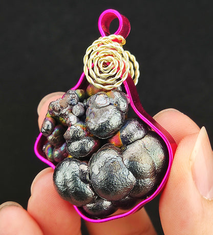 | Brand New Accessories | Goethite Pendant Copper Wire Wrapped Gemstone Pendant | COLOUR:  Red, Sliver, Purple | 100% natural color |