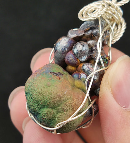 "Top Grade" Gold-Silver-Green Big Buddha Bead Pendant (4cm) | Rare Rounded Core | Wealth Manifestation & Business Vitality | Mobile Defense | Includes HARUKA Wood Stand