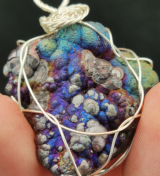 | Goethite Pendant Copper Wire Wrapped Gemstone Pendant | COLOUR: Silver, Blue, Purple| 100% natural color |