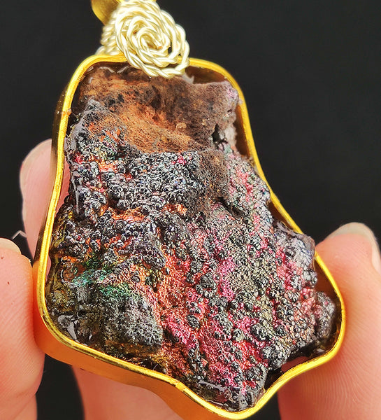 | Brand New Accessories | Goethite Pendant Copper Wire Wrapped Gemstone Pendant | COLOUR:  Orange, Pink, Silver | 100% natural color |