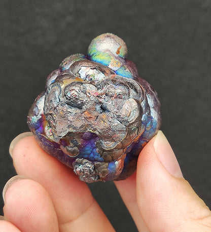 "Top Grade" Big Buddha Bead Core (4cm) | Perfect Sphere Formation | Blue-Purple-Green Manifestation | Aura Restoration & Success Support | Includes HARUKA Wood Stand