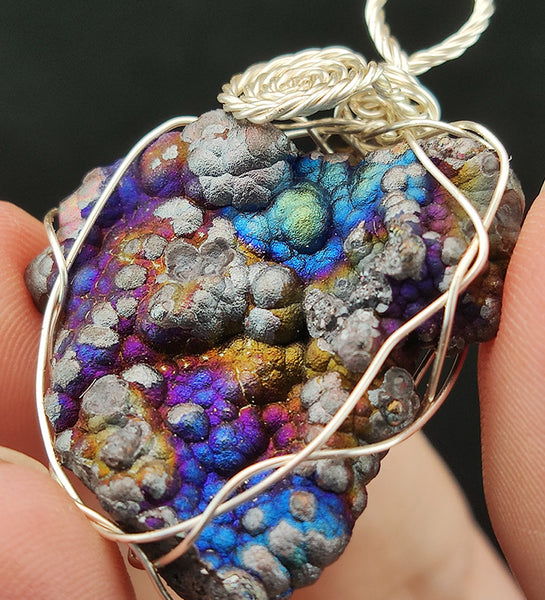 | Goethite Pendant Copper Wire Wrapped Gemstone Pendant | COLOUR: Silver, Blue, Purple| 100% natural color |