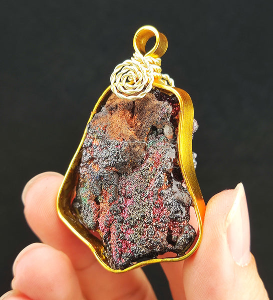 | Brand New Accessories | Goethite Pendant Copper Wire Wrapped Gemstone Pendant | COLOUR:  Orange, Pink, Silver | 100% natural color |