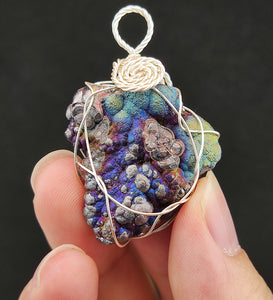 | Goethite Pendant Copper Wire Wrapped Gemstone Pendant | COLOUR: Silver, Blue, Purple| 100% natural color |