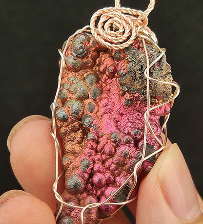 | Goethite Pendant Copper Wire Wrapped Gemstone Pendant | COLOUR: Pink | 100% natural color |