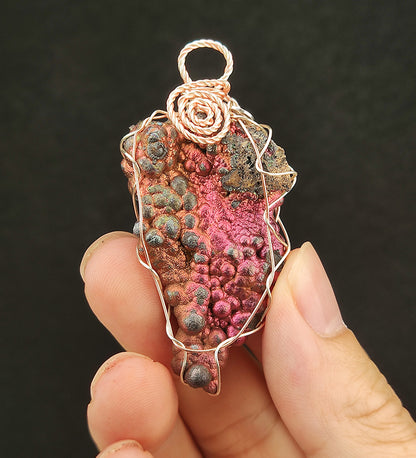 | Goethite Pendant Copper Wire Wrapped Gemstone Pendant | COLOUR: Pink | 100% natural color |