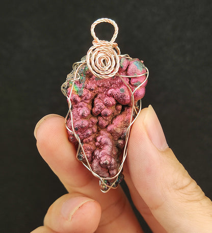 | Goethite Pendant Copper Wire Wrapped Gemstone Pendant | COLOUR: Pink | 100% natural color |