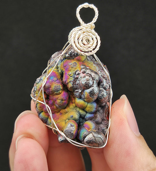 | Goethite Pendant Copper Wire Wrapped Gemstone Pendant | COLOUR: Red, Green, Silver, Purple, Blue| 100% natural color |