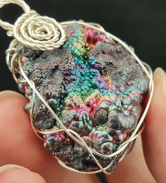 | Goethite Pendant Copper Wire Wrapped Gemstone Pendant | COLOUR: Pink, Green, Purple, Silver | 100% natural color |