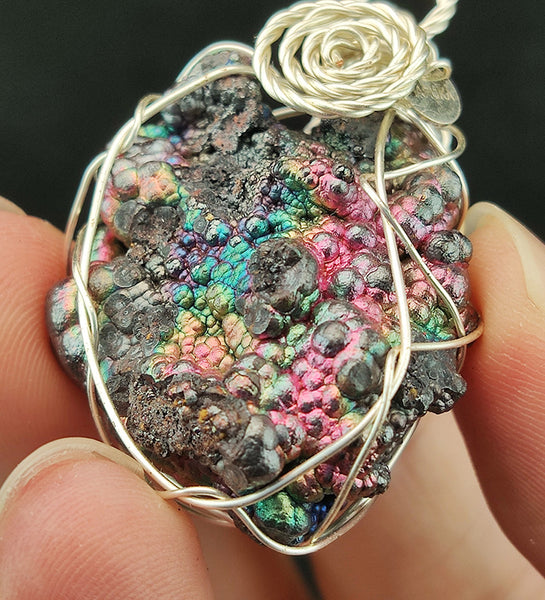 | Goethite Pendant Copper Wire Wrapped Gemstone Pendant | COLOUR: Pink, Green, Purple, Silver | 100% natural color |