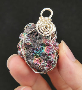 | Goethite Pendant Copper Wire Wrapped Gemstone Pendant | COLOUR: Pink, Green, Purple, Silver | 100% natural color |