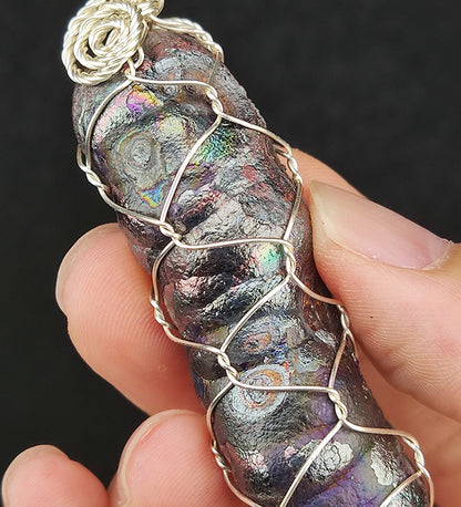 | Premium | Silver Malaysia Natural Leklai Pillar | Medium Core Pendant | Ultimate Directional Energy | Supreme Shielding & Authority Guardian