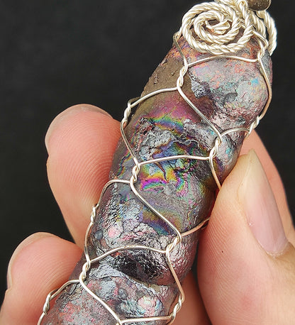 | Premium | Silver Malaysia Natural Leklai Pillar | Medium Core Pendant | Ultimate Directional Energy | Supreme Shielding & Authority Guardian