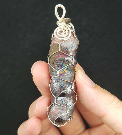 | Premium | Silver Malaysia Natural Leklai Pillar | Medium Core Pendant | Ultimate Directional Energy | Supreme Shielding & Authority Guardian