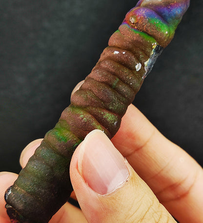 | Goethite Pillar(8.5cm) | Goethite Pendant Copper Wire Wrapped Gemstone Pendant | COLOUR: Purple x Silver x Green| 100% natural color |