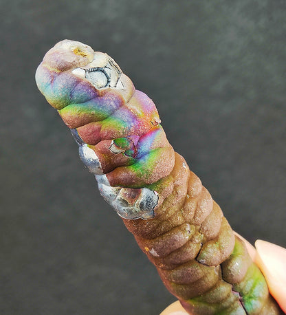 | Goethite Pillar(8.5cm) | Goethite Pendant Copper Wire Wrapped Gemstone Pendant | COLOUR: Purple x Silver x Green| 100% natural color |