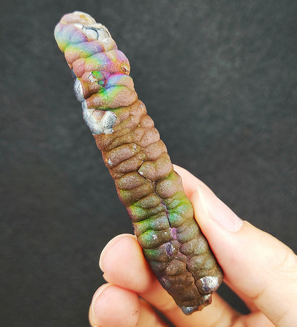 | Goethite Pillar(8.5cm) | Goethite Pendant Copper Wire Wrapped Gemstone Pendant | COLOUR: Purple x Silver x Green| 100% natural color |