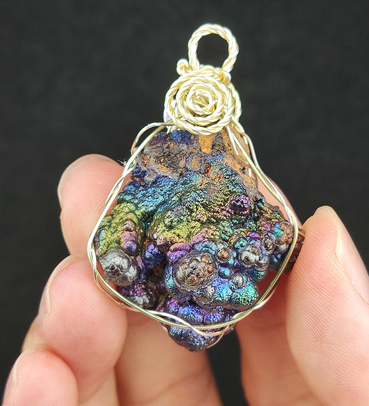 | Goethite Pendant Copper Wire Wrapped Gemstone Pendant | COLOUR: Gold x Purple x Blue| 100% natural color |