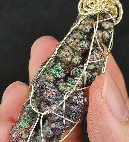 | Goethite Pillar(5cm) | Goethite Pendant Copper Wire Wrapped Gemstone Pendant | COLOUR: green, pink, gold| 100% natural color |