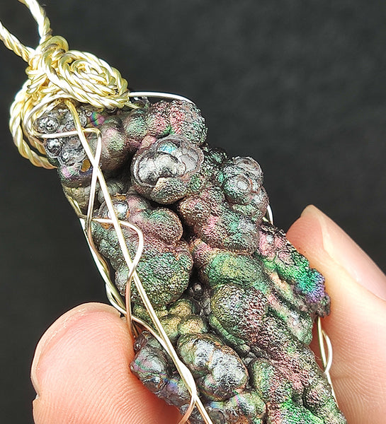 | Goethite Pillar(5cm) | Goethite Pendant Copper Wire Wrapped Gemstone Pendant | COLOUR: green, pink, gold| 100% natural color |