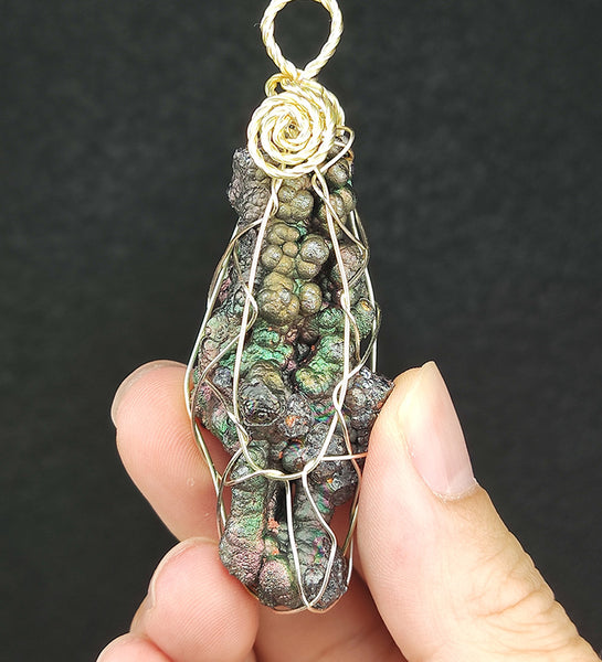 | Goethite Pillar(5cm) | Goethite Pendant Copper Wire Wrapped Gemstone Pendant | COLOUR: green, pink, gold| 100% natural color |