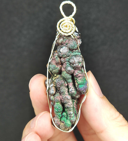 | Goethite Pillar(5cm) | Goethite Pendant Copper Wire Wrapped Gemstone Pendant | COLOUR: green, pink, gold| 100% natural color |