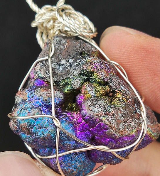 | Goethite Pendant Copper Wire Wrapped Gemstone Pendant | COLOUR: Purple blue| 100% natural color |