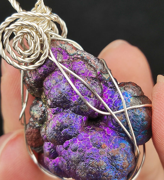 | Goethite Pendant Copper Wire Wrapped Gemstone Pendant | COLOUR: Purple blue| 100% natural color |