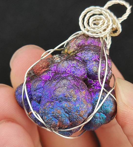 | Goethite Pendant Copper Wire Wrapped Gemstone Pendant | COLOUR: Purple blue| 100% natural color |