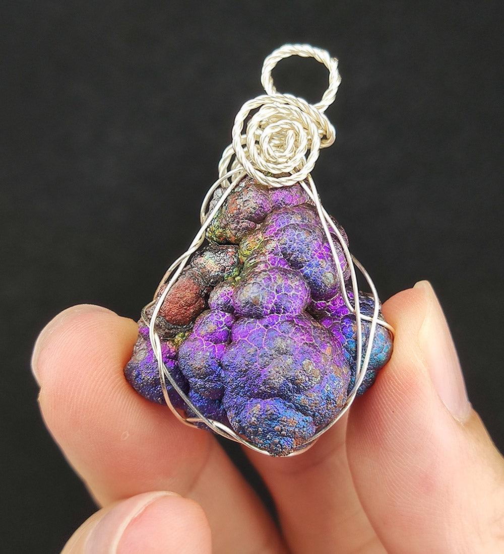 | Goethite Pendant Copper Wire Wrapped Gemstone Pendant | COLOUR: Purple blue| 100% natural color |