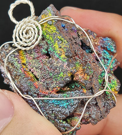 | Goethite Pendant Copper Wire Wrapped Gemstone Pendant | COLOUR: Gold x Pink x Green x Orange | 100% natural color |