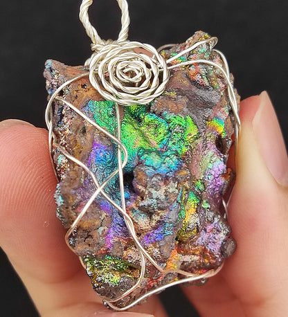 | Goethite Pendant Copper Wire Wrapped Gemstone Pendant | COLOUR: Gold x Pink x Green x Orange | 100% natural color |