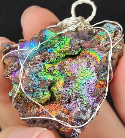 | Goethite Pendant Copper Wire Wrapped Gemstone Pendant | COLOUR: Gold x Pink x Green x Orange | 100% natural color |