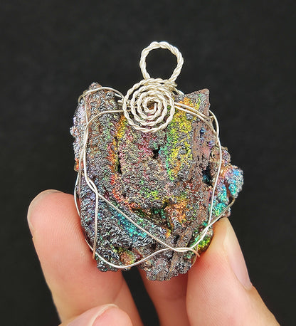 | Goethite Pendant Copper Wire Wrapped Gemstone Pendant | COLOUR: Gold x Pink x Green x Orange | 100% natural color |