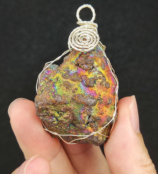 | Goethite Pendant Copper Wire Wrapped Gemstone Pendant | COLOUR: Gold x Pink x Green x Orange | 100% natural color |