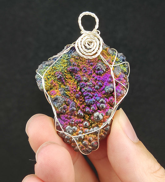 | Goethite Pendant Copper Wire Wrapped Gemstone Pendant | COLOUR: Blue, Purple, Pink, Gold | 100% natural color |