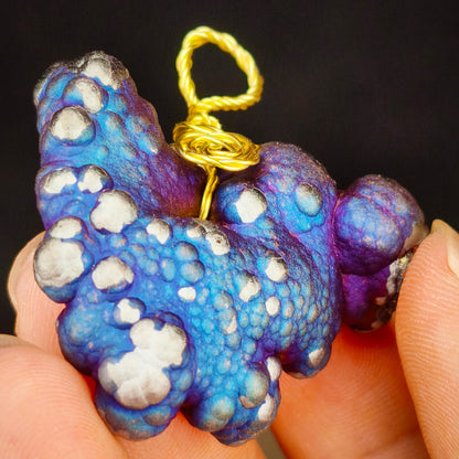 Bodhi Bead Pendant Dragon Heart | Natural Blue Purple Silver | Wealth Luck & Career Breakthrough