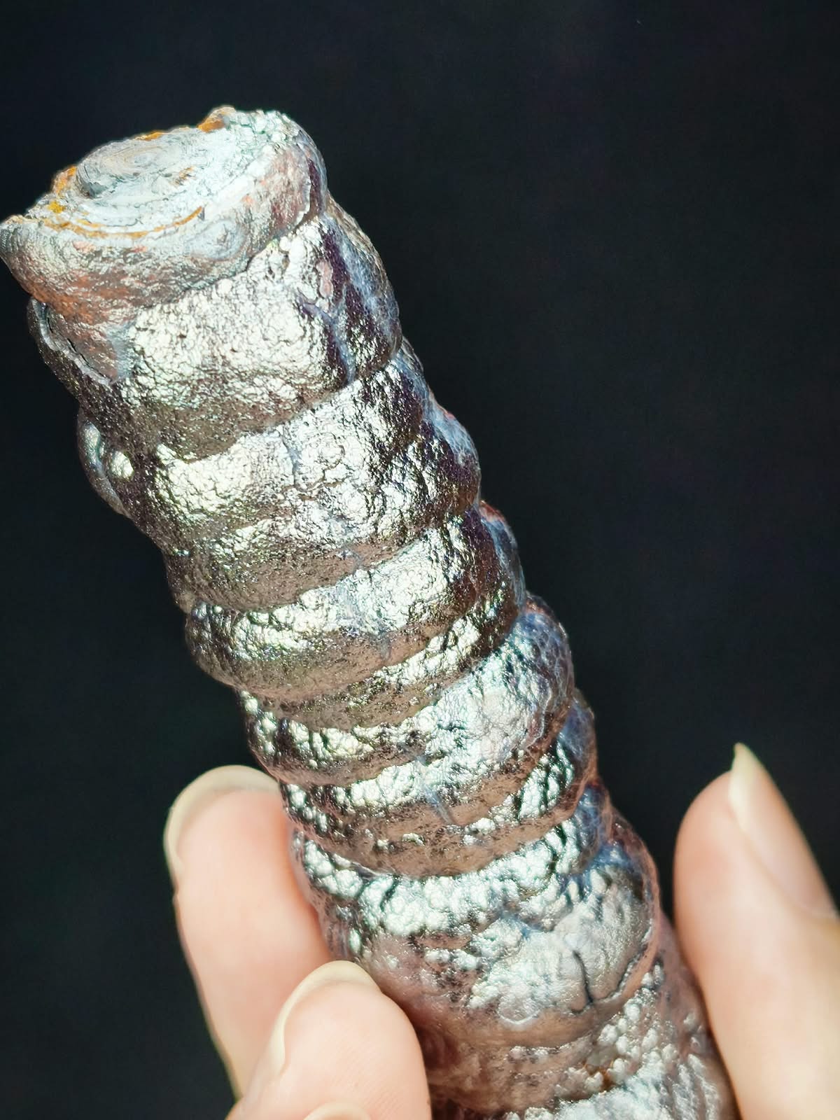 Natural Stylish Silver and Pink Leklai Bodhi Pillar (10.5cm). Featuring high directional focus for powerful wealth attraction, clearing deceptive people, and boosting love and career. Raw by HARUKA.