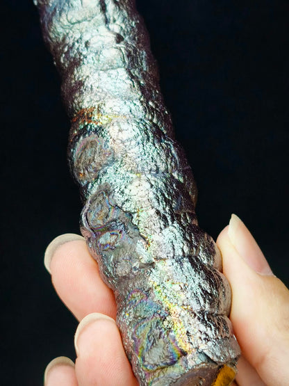 Natural Stylish Silver and Pink Leklai Bodhi Pillar (10.5cm). Featuring high directional focus for powerful wealth attraction, clearing deceptive people, and boosting love and career. Raw by HARUKA.