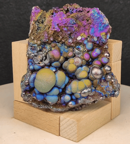 "Top Grade" Big Buddha Bead Core (7.5cm) | Rare "Protection Screen" Formation | Blue-Purple-Green Manifestation | Wealth & Health Shield | Includes HARUKA Wood Stand