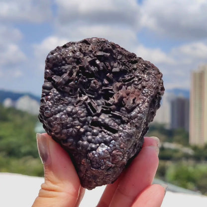 | Top premium rare Iridescent Goethite, Turgite, Hematite, Iridescent | COLOUR: Silver black ,Turgite with black Calcite | 100% natural color |