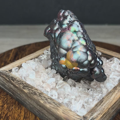 顶级亚噜家大佛珠力泥 |「一碗饭」造型能量摆件 (约 9cm) | 稳定型财运与生活丰盛 | 人缘带财 (粉红x金黄) | 马来西亚天然老矿胆料