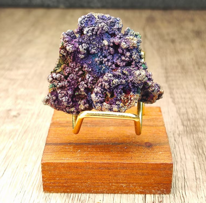 Premium Rainbow Leklai Living Stone | With Custom Wooden Stand (Approx. 4x5cm) | Rare Full-Spectrum Energy, Exquisitely Vibrant Colors | Holistic Luck Enhancement & Aura Purification | Natural Malaysia Raw Ore
