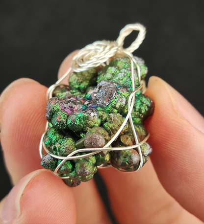 | Goethite Pendant Copper Wire Wrapped Gemstone Pendant | COLOUR: Green, Silver | 100% natural color |