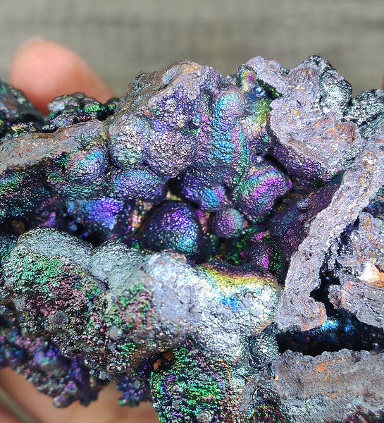 | Top premium rare Iridescent Goethite, Turgite, Hematite, Iridescent | COLOUR: Purple, Green, Turgite with black Calcite | 100% natural color |